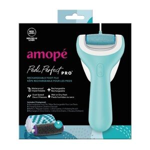 AMOPE Pedi Perfect Pro Rechargeable Foot File - Blue and White